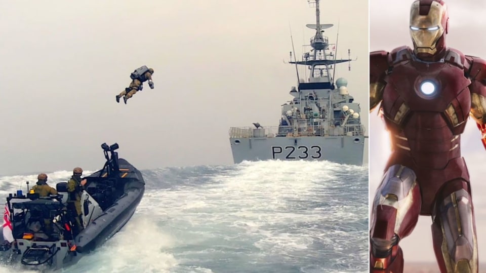 Použití Jet Suitu Královským námořnictvem by Iron Man určitě posvětil